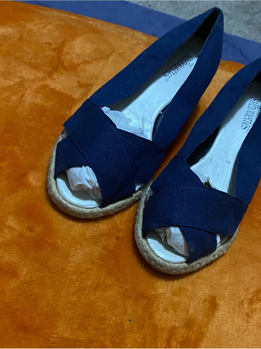 Silhouette Navy blue canvas Peep-Toe wedge sandals